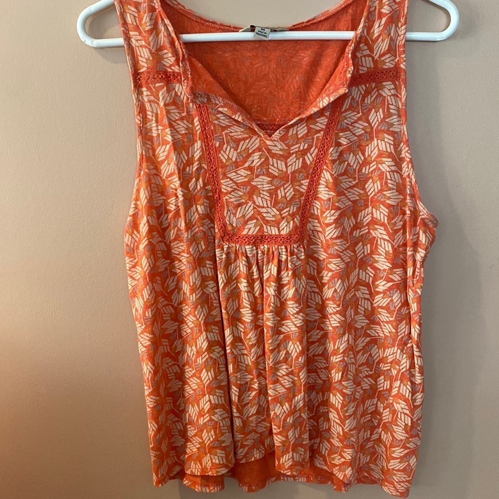 Lucky Brand Orange and White Sleeveless Top